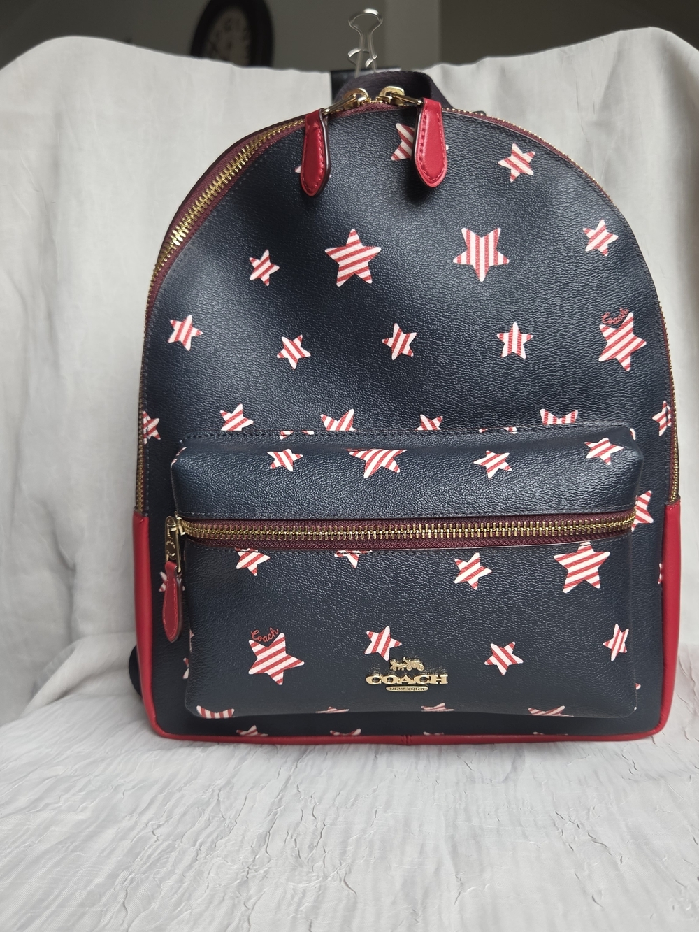 Coach Medium Charlie Backpack in Americana Star Print